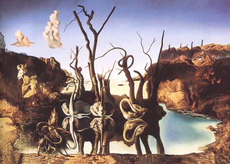 reprodukcja-salvadora-dali-labedzie-jako-odbijajace-sie-slonie