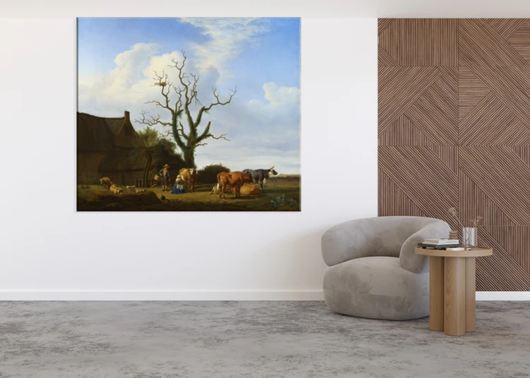 Adriaen van de Velde – Gospodarstwo z martwym drzewem – reprodukcja obrazu (2)