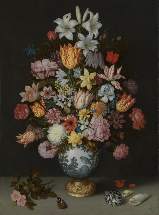 Ambrosius Bosschaert Starszy – Martwa natura z kwiatami w wazonie Wan-Li – reprodukcja obrazu (3)