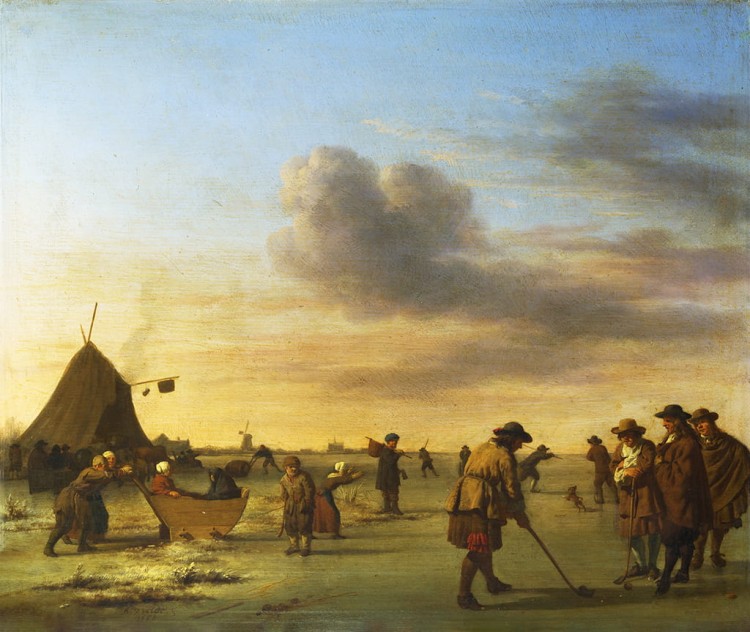 Adriaen van de Velde – Golfiści na lodzie w pobliżu Haarlemu – reprodukcja obrazu (1)