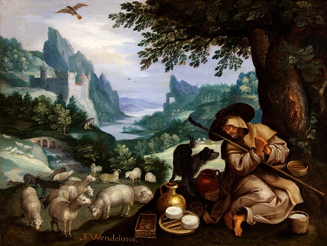 Jan Brueghel Starszy – Skalisty krajobraz z pustelnikiem Vendelinusem (1)